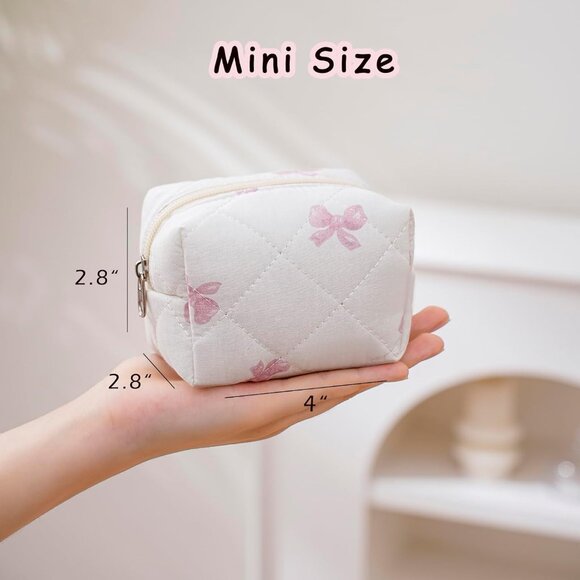 Cute Cotton Mini Cosmetic Bags for Purse,Featherweight Small Quilted Makeup Bag - Picture 3 of 6